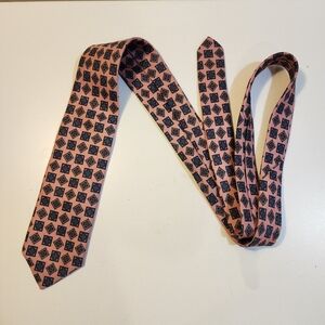 Brooks Brothers Nakers Pink and Black Geometric Patterned Silk Tie